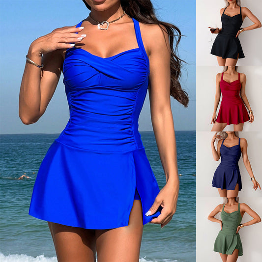 Women's Split Skirt Swimsuit - European Style Plus Size Hot Spring Swimwear