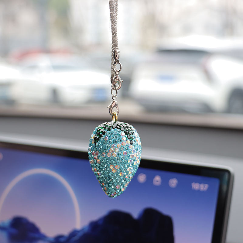 Cherry & Strawberry Rhinestone Car Pendant - Interior Decoration Accessory