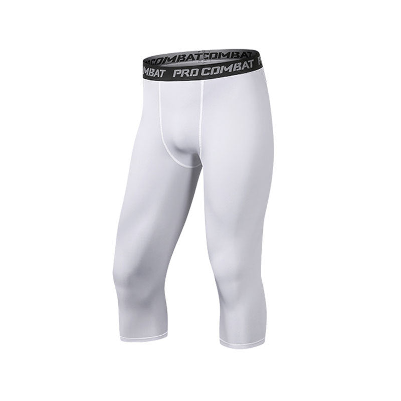 Sports Tights Men's High-Elasticity Quick-Drying 7-Point Pants Basketball Fitness Running Training Compression Leggings Summer
