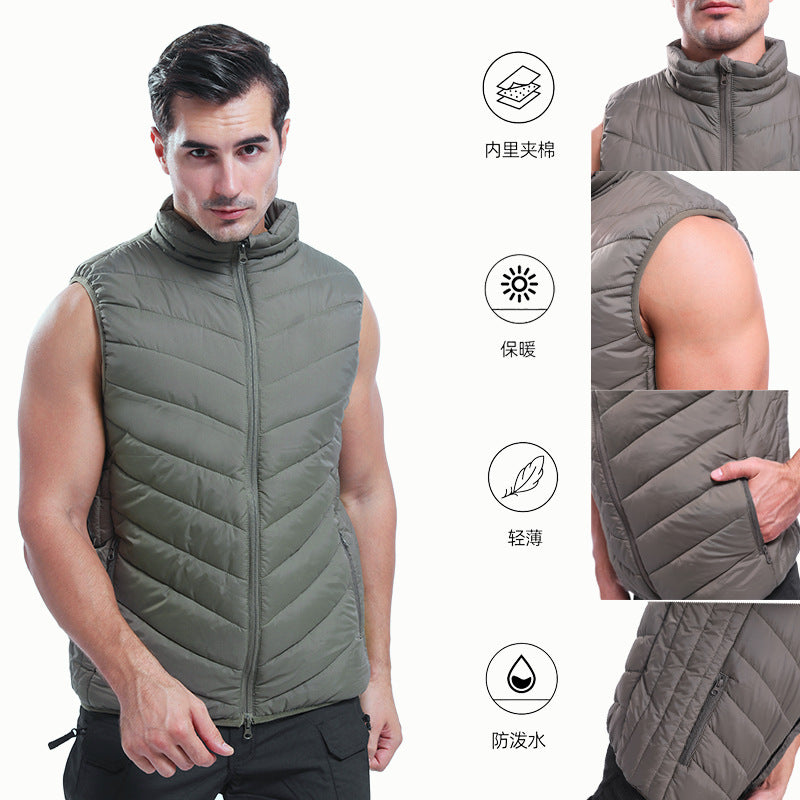 New Men's Vest for Autumn and Winter, Warm American Version, Military Tactical Camouflage, Outdoor Sports, Windproof with Zipper Pockets