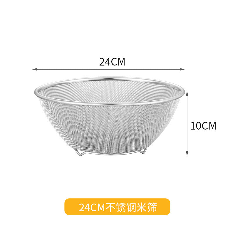 Stainless Steel Vegetable Washing Basin - Thickened Draining Basket & Rice Washing Sieve