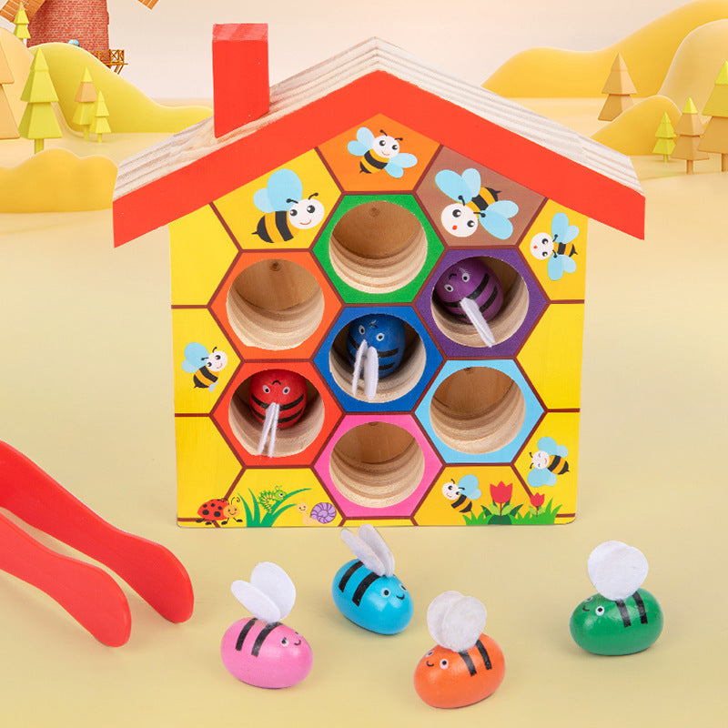 Children's Catching Bees Montessori Hive Game Children's Fine Movements Hand-Eye Coordination Color Cognitive Toy
