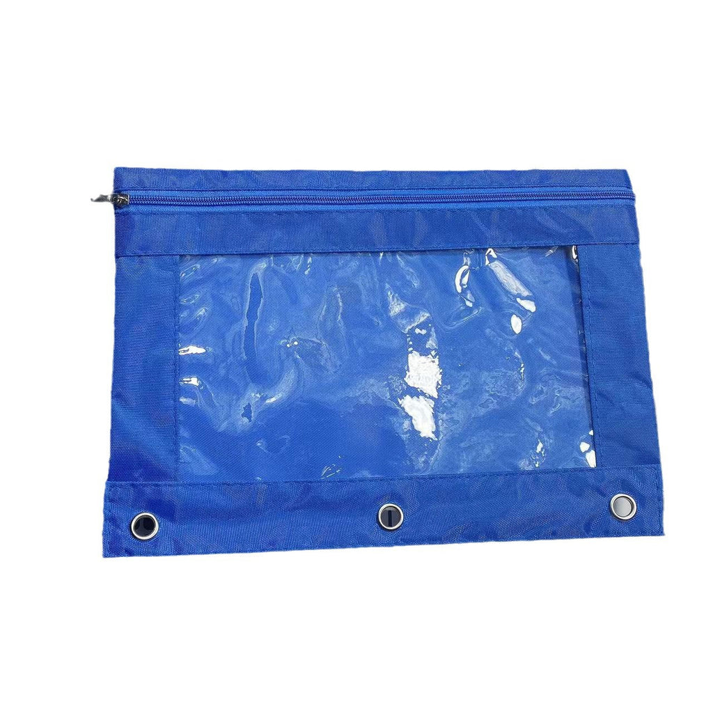 Large Capacity Oxford Cloth Pencil Case - 3-Hole Transparent Colorful Student Stationery Bag