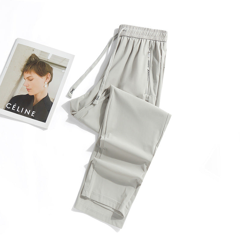 Summer New Ice Silk Pants Quick-Drying Breathable Nylon Unisex Elastic Soft Wrinkle-Resistant Cooling Couple Sun Protection Pants