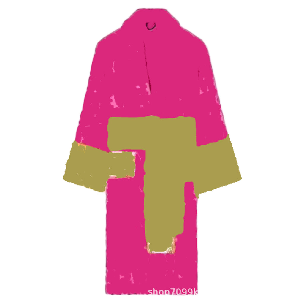 Unisex Pure Cotton Bathrobe - All-Season Lettered Couple's Long Bathrobe