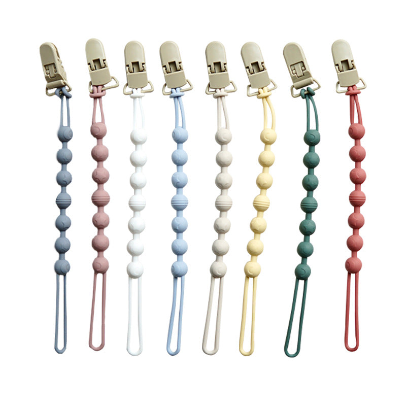 Ins Infant Silicone Pacifier Chain Portable Belt Clip Anti-loss Silicone Chain Baby Packing Gum Lanyard