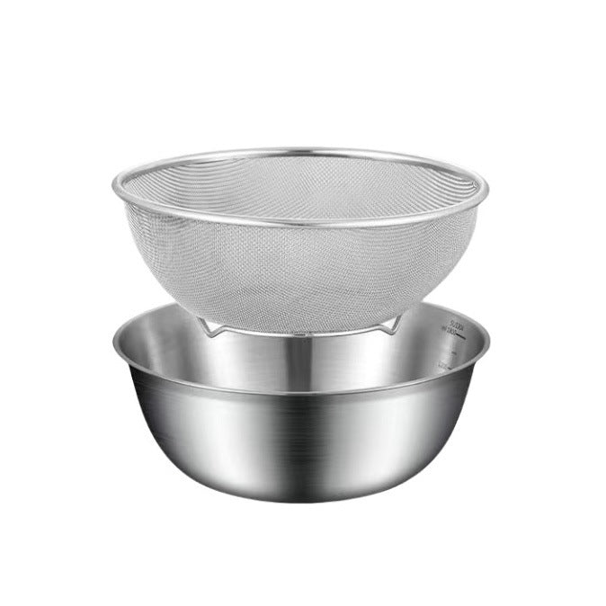 Stainless Steel Vegetable Washing Basin - Thickened Draining Basket & Rice Washing Sieve