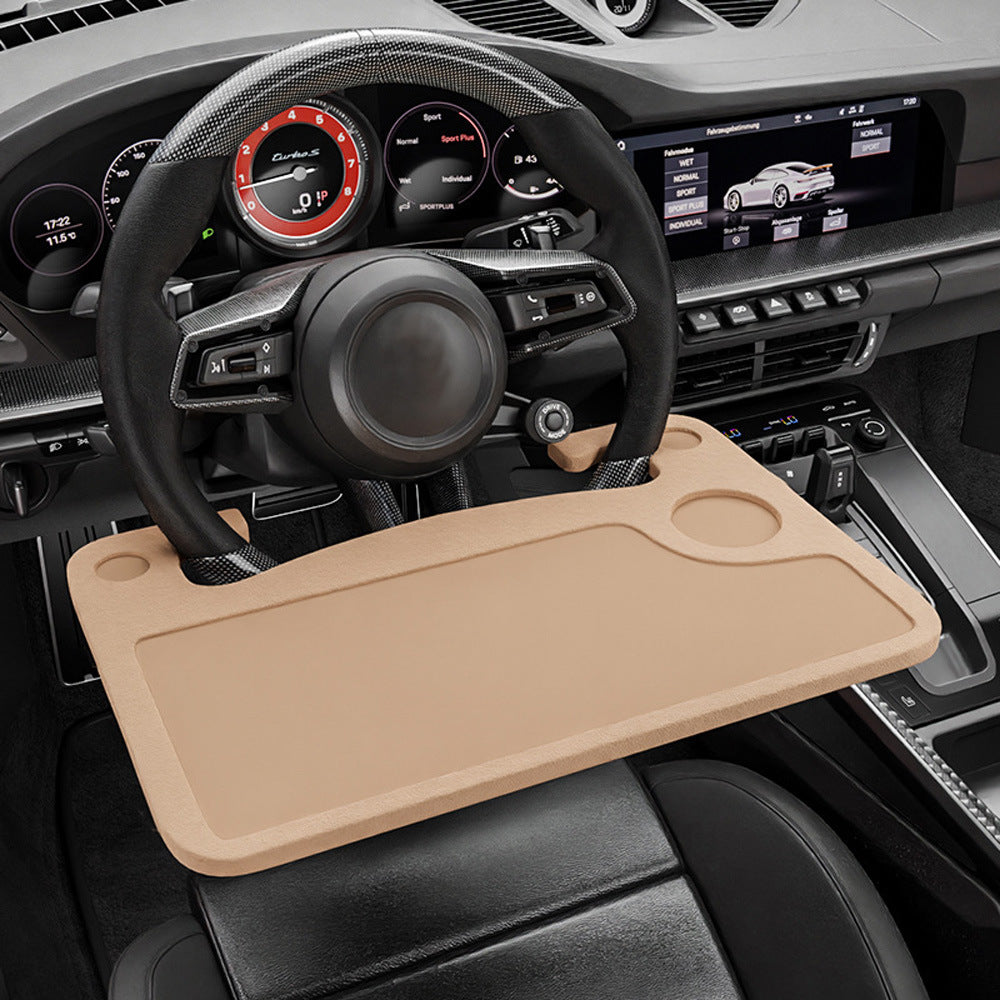Portable Car Steering Wheel Dining Table - Foldable Beverage Tray & Dinner Plate