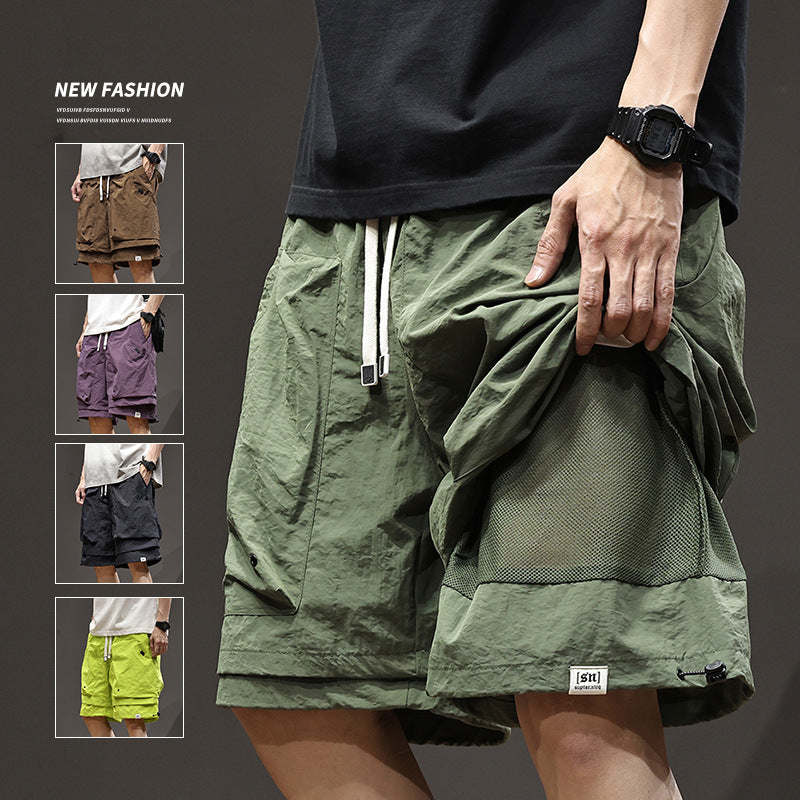 Outdoor Functional Waterproof Quick-Drying Work Shorts Men's Summer Cool Retro Fake Two-Piece Mountain Casual Pants
