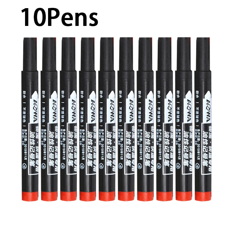 Bulk Pack 10/100 Waterproof Marker Pens Thick Head Durable Oily Ink Fast Drying Black Red Blue for School Express Logistics Sign