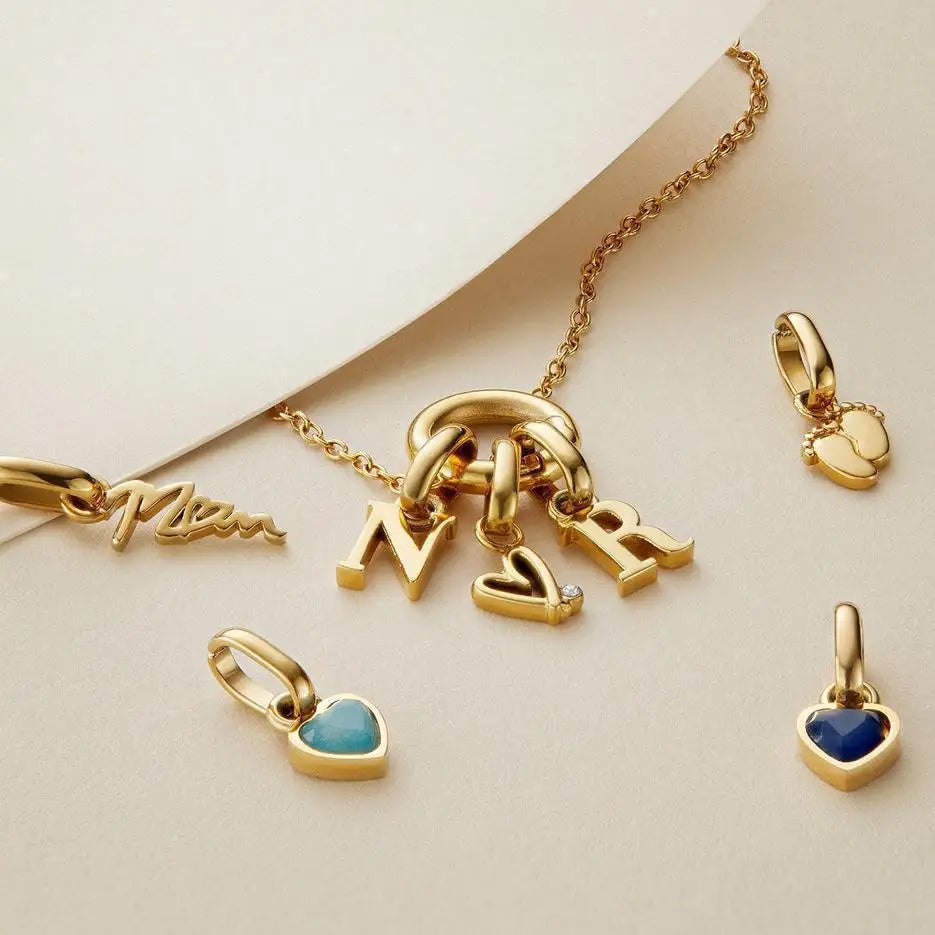 Birthstone Charm Heart Pendant For Women Gold Color Stainless Steel Charm Necklace Bracelet DIY Making Accessories Dropshipping