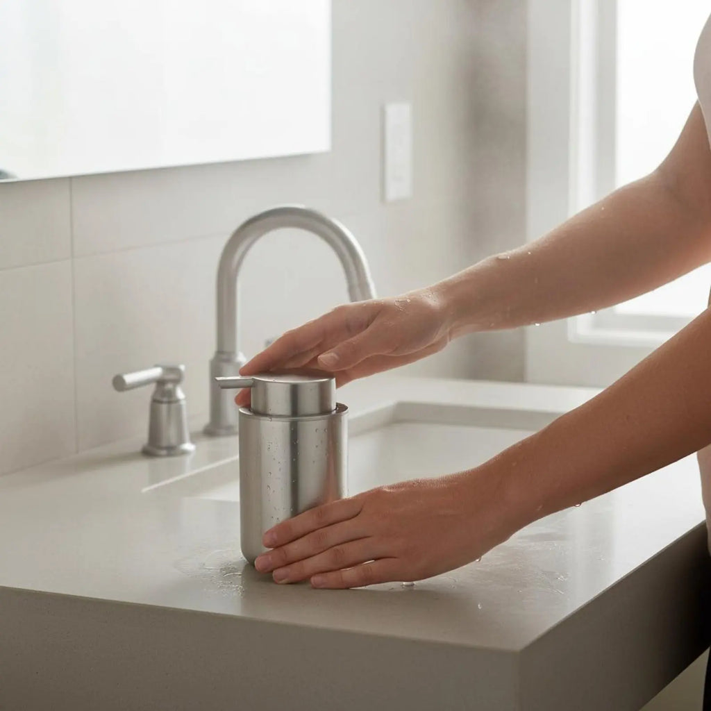 Stainless Steel Soap Dispenser Refillable Stainless Steel Soap Pump Bathroom Pump Bottle Elegant Design Home Accessory for Sink
