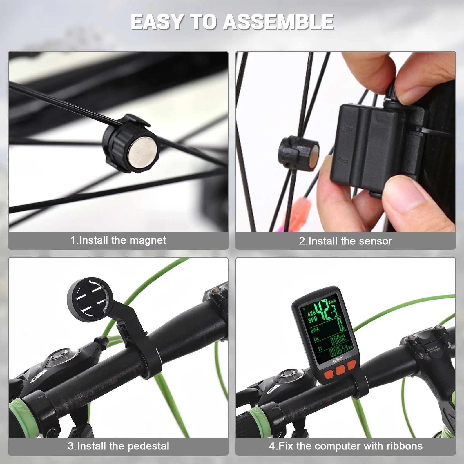 Bicycle Cycle Computer Wireless Digital Bike Speedometer Odometer with Rechargeable Battery Backlight Bike Stopwatch