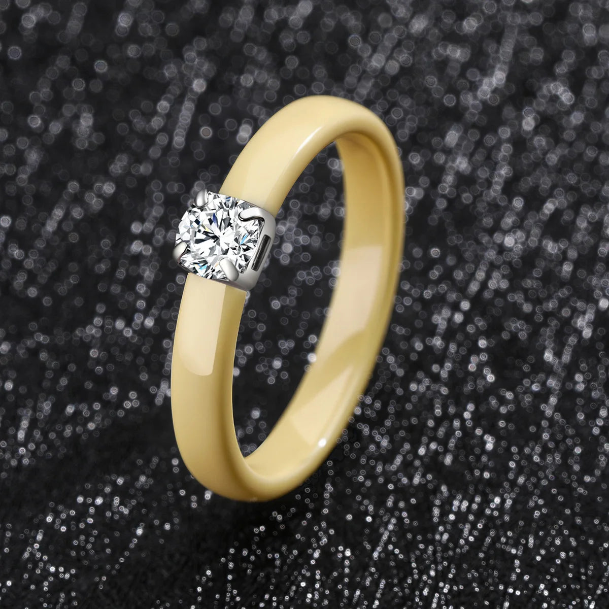 Classic Promise Ring for Women Ceramic Wedding Band 3mm Thin Minimalist Colorful Engagement Rings in Pink Green White Black