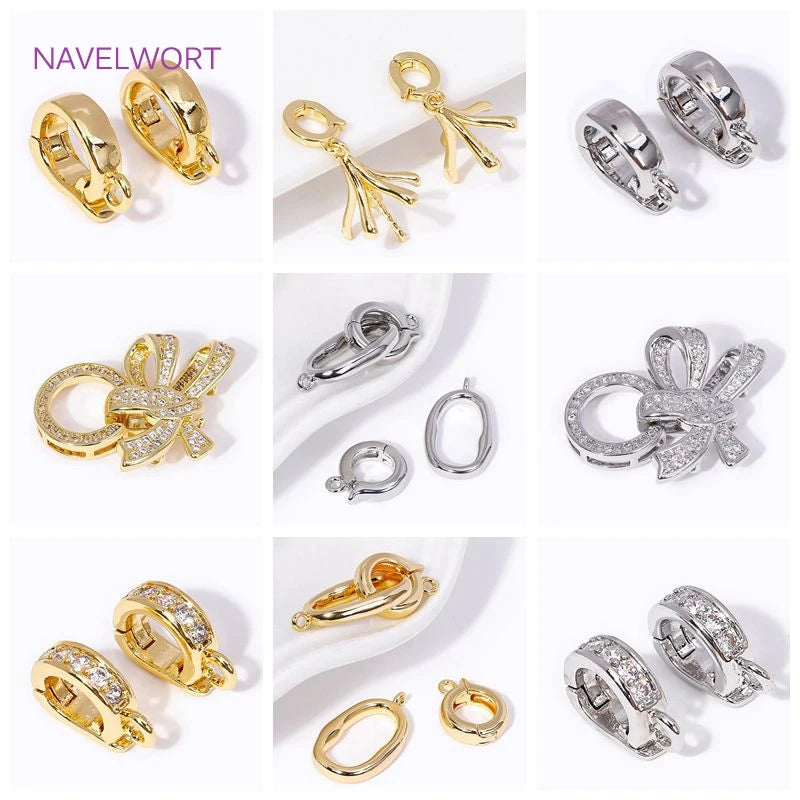 18K Gold Plated Hinged Necklace Enhancer,For Jewelry Making Supplies Pendant Bail Clasps Connector Fastener DIY Accessories