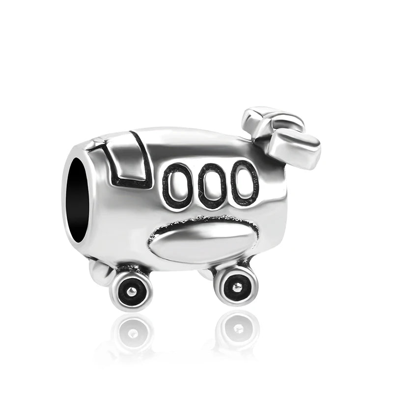 Hot Sale 925 Silver Plane Passport Donut Speedboat Motorbike TV Charm Bead Diy Fit Original Pandent Charms Bracelet Jewelry