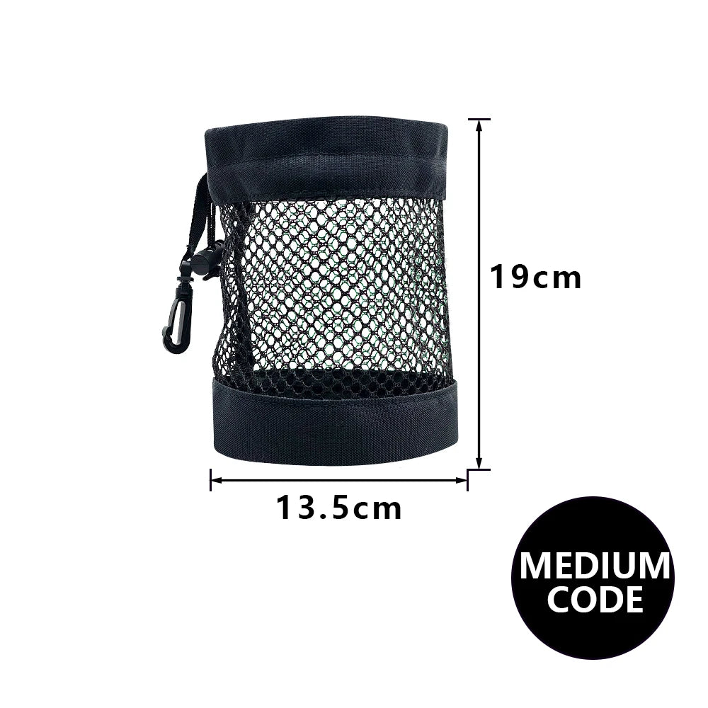Polyester Golf Ball Storage Bag with Drawstring Closure - Mesh Pocket Design for Easy Organization, Available Gray/Blue/Black