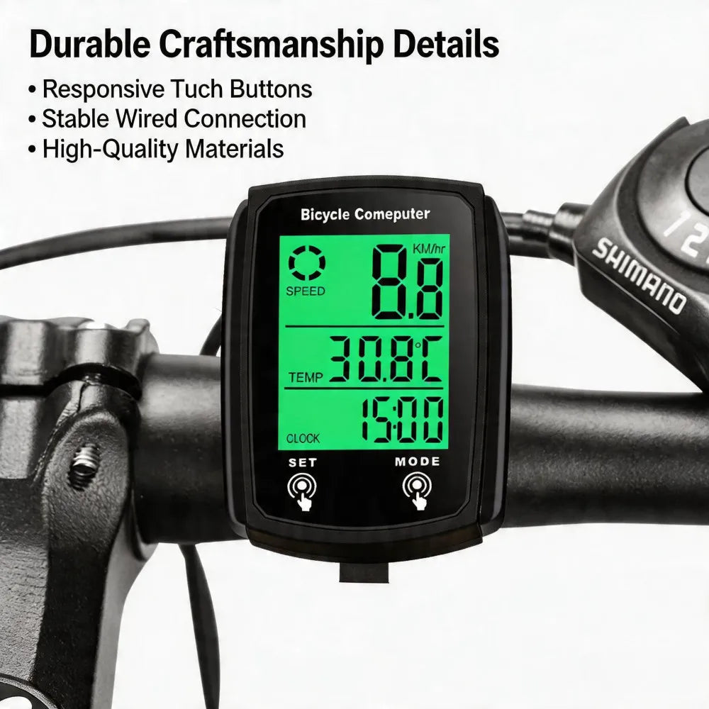 Bicycle Computer, Odometer, LCD Display, Cable Cycling Speedometer, Mountain Bike Speedometer, Bicycle Accessories