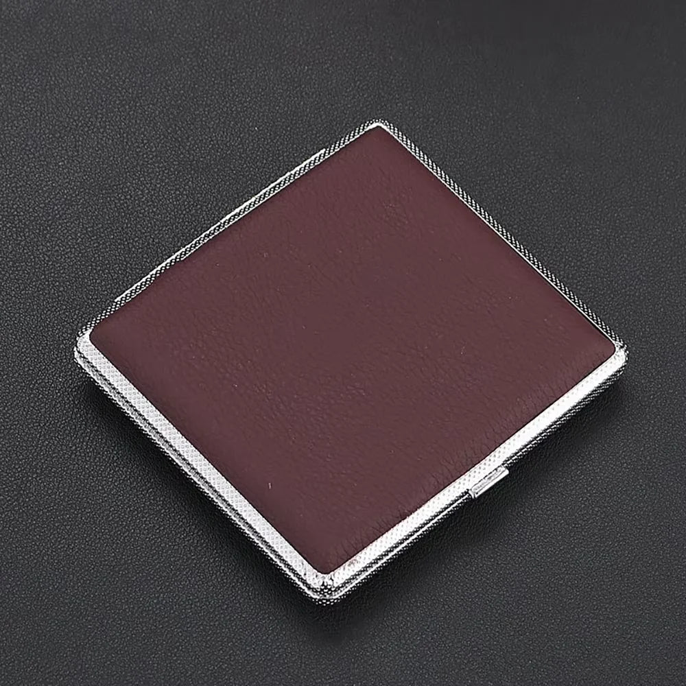 1pc Double-open Leather Cigars Cigarettes Cases for 20 sticks Cigarette Stainless Steel Tobacco Cigarette Boxes Tools