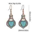 Antique New Blue Stone Turquoise Earring for Women Boho Fashion Bronze Geometric Water Drop Flower Dangle Earrings Jhumka