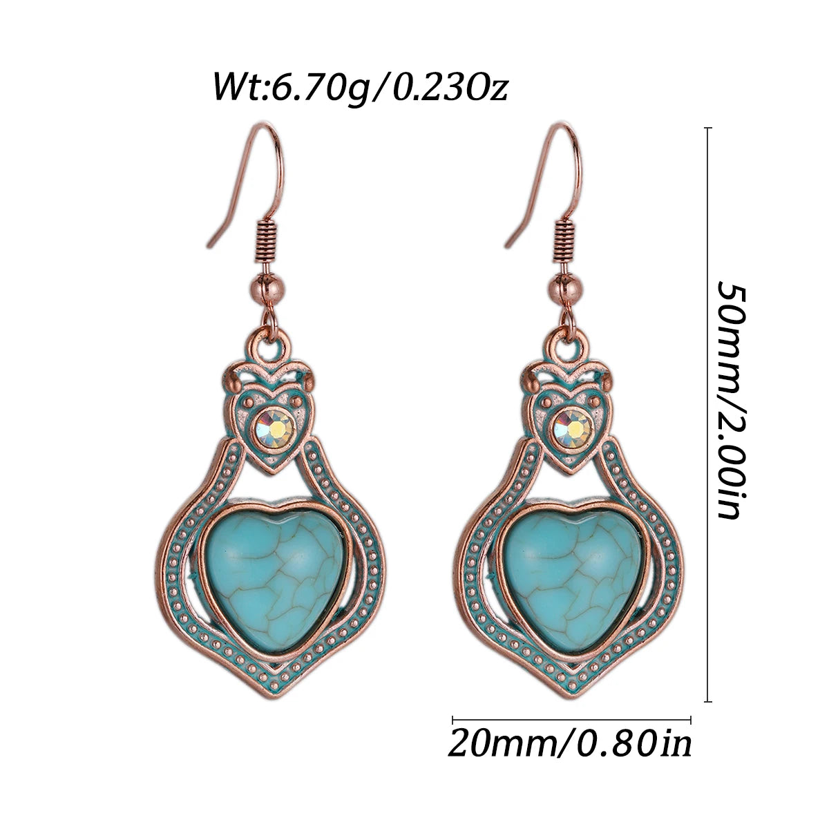 Antique New Blue Stone Turquoise Earring for Women Boho Fashion Bronze Geometric Water Drop Flower Dangle Earrings Jhumka