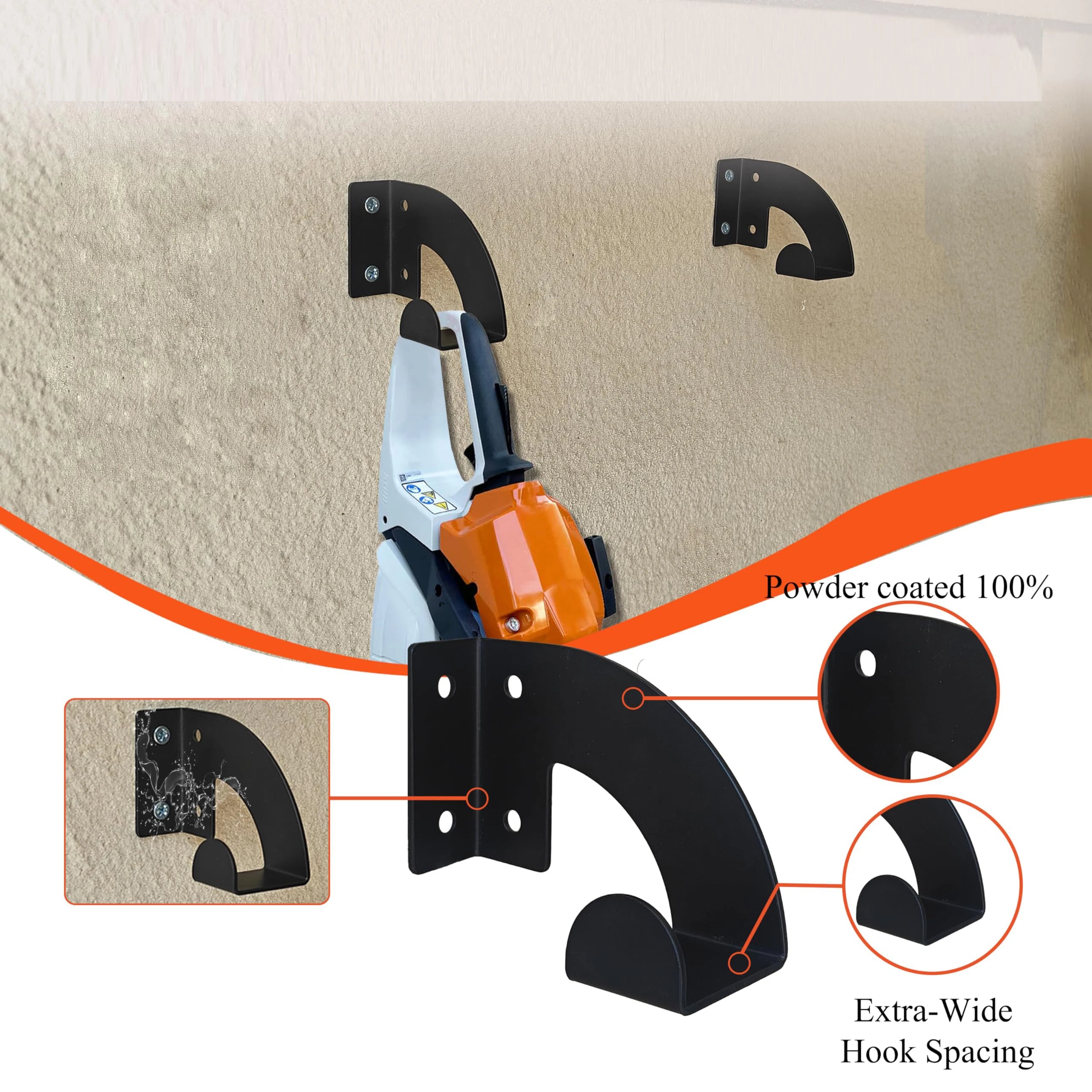 1/2 Tool Racks, Chainsaw Wall-Mounted Hanger, Heavy-Duty Chainsaw Hanger, Wall-Mounted Organizer, Metal Rack Tool Storage, for Workshop, Garage, Garden Use