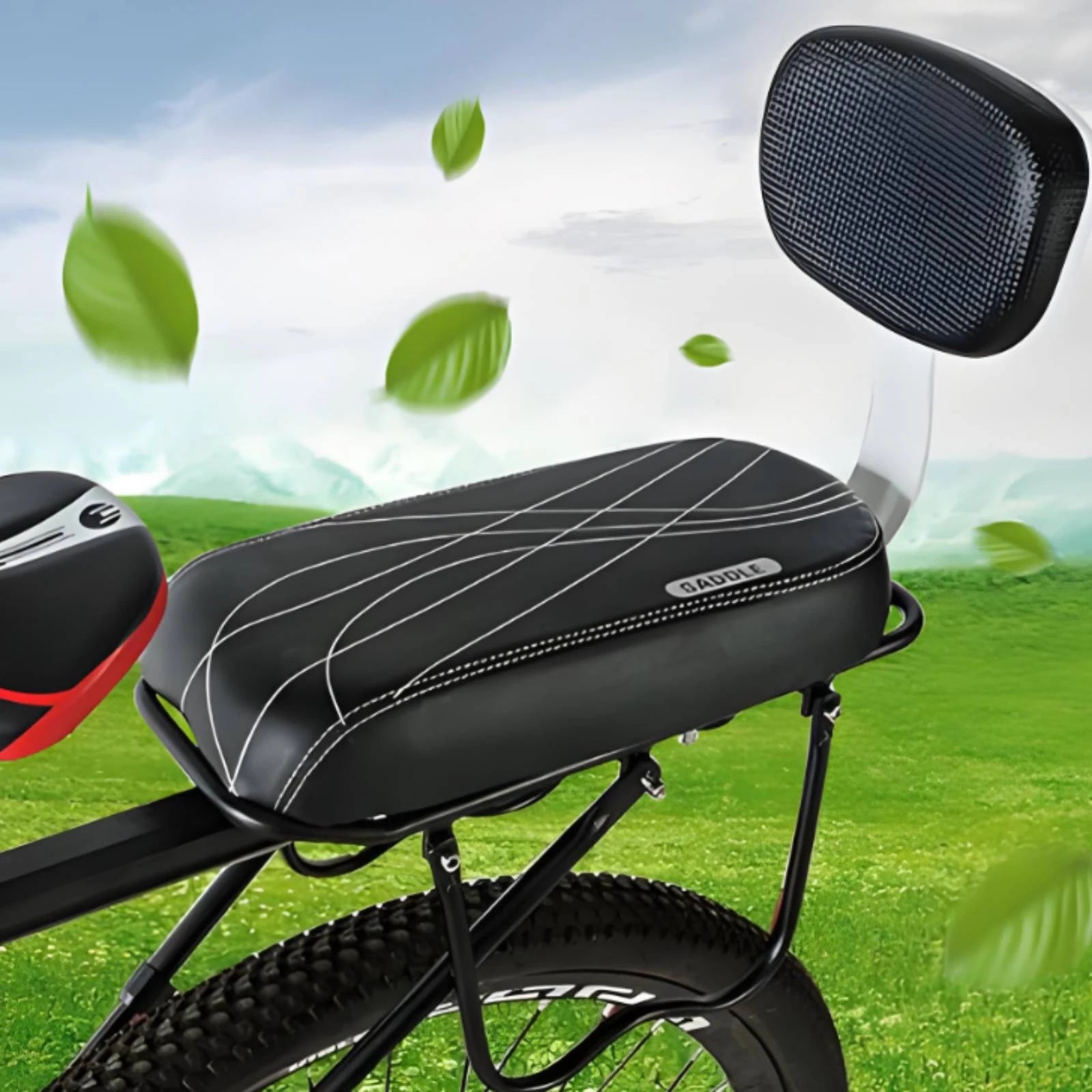 Cycle Seat with Backrest High-Elastic Sponge Rear Bike Seat Cycle Rear Cushion Washable Padded Bike Saddle Long-Lasting