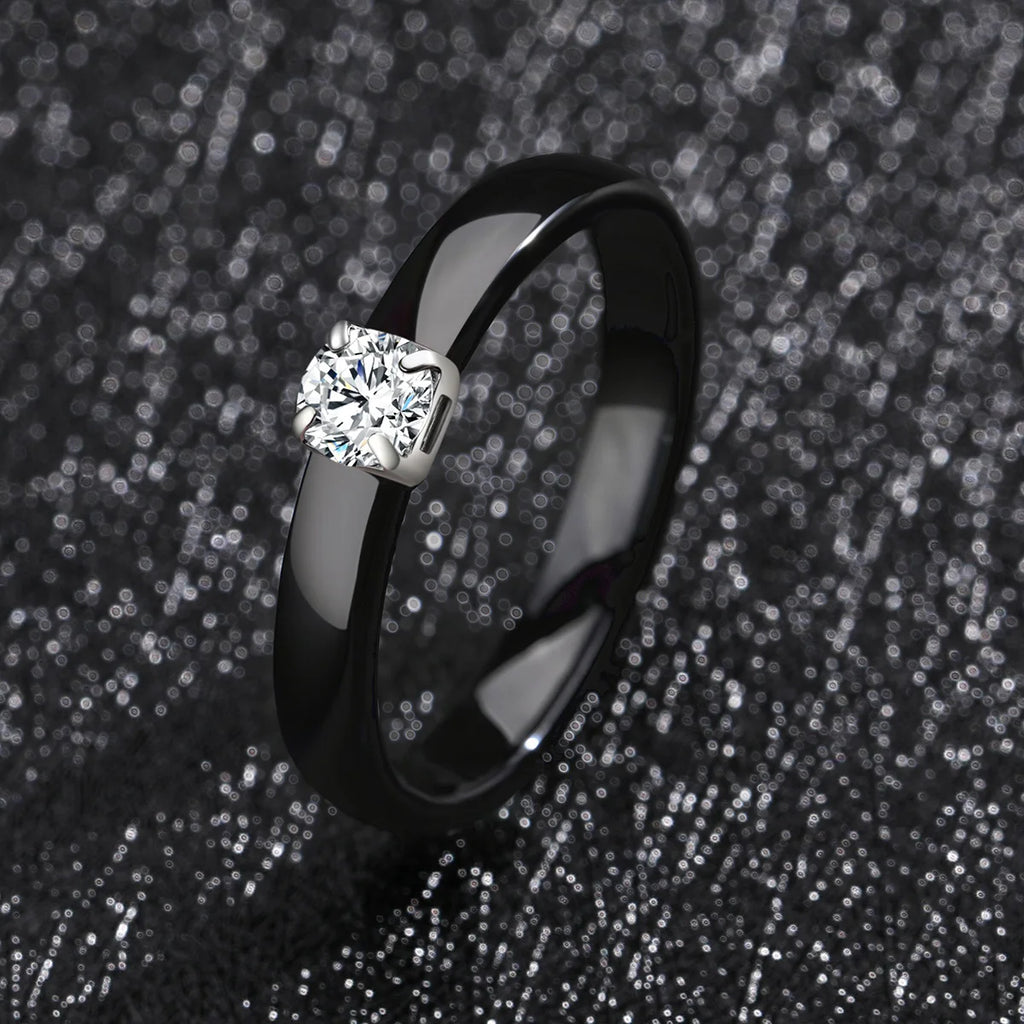 Classic Promise Ring for Women Ceramic Wedding Band 3mm Thin Minimalist Colorful Engagement Rings in Pink Green White Black