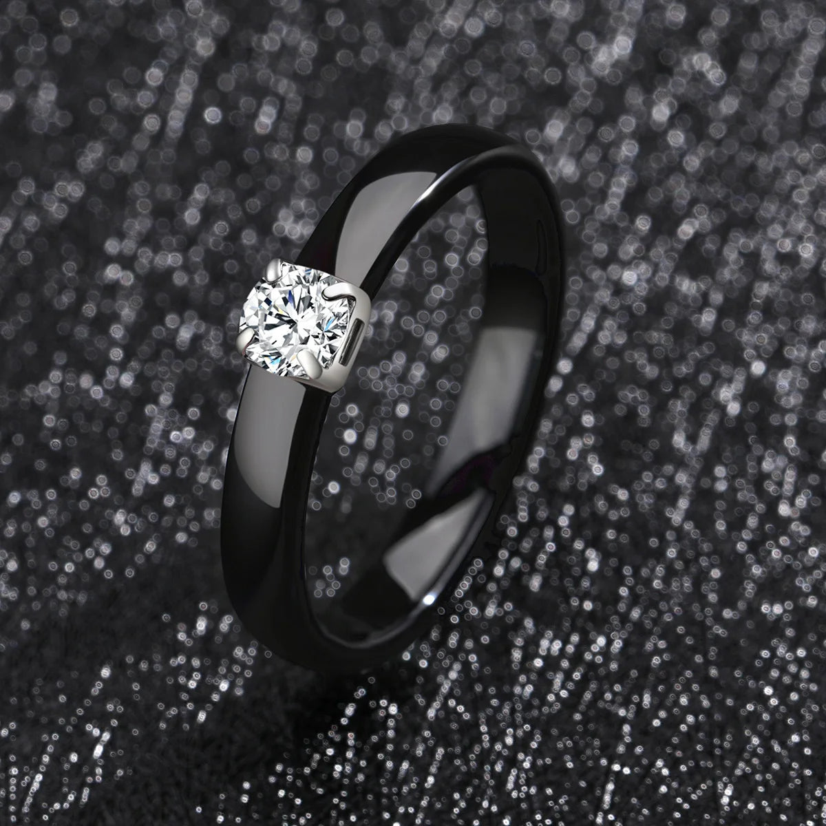 Classic Promise Ring for Women Ceramic Wedding Band 3mm Thin Minimalist Colorful Engagement Rings in Pink Green White Black