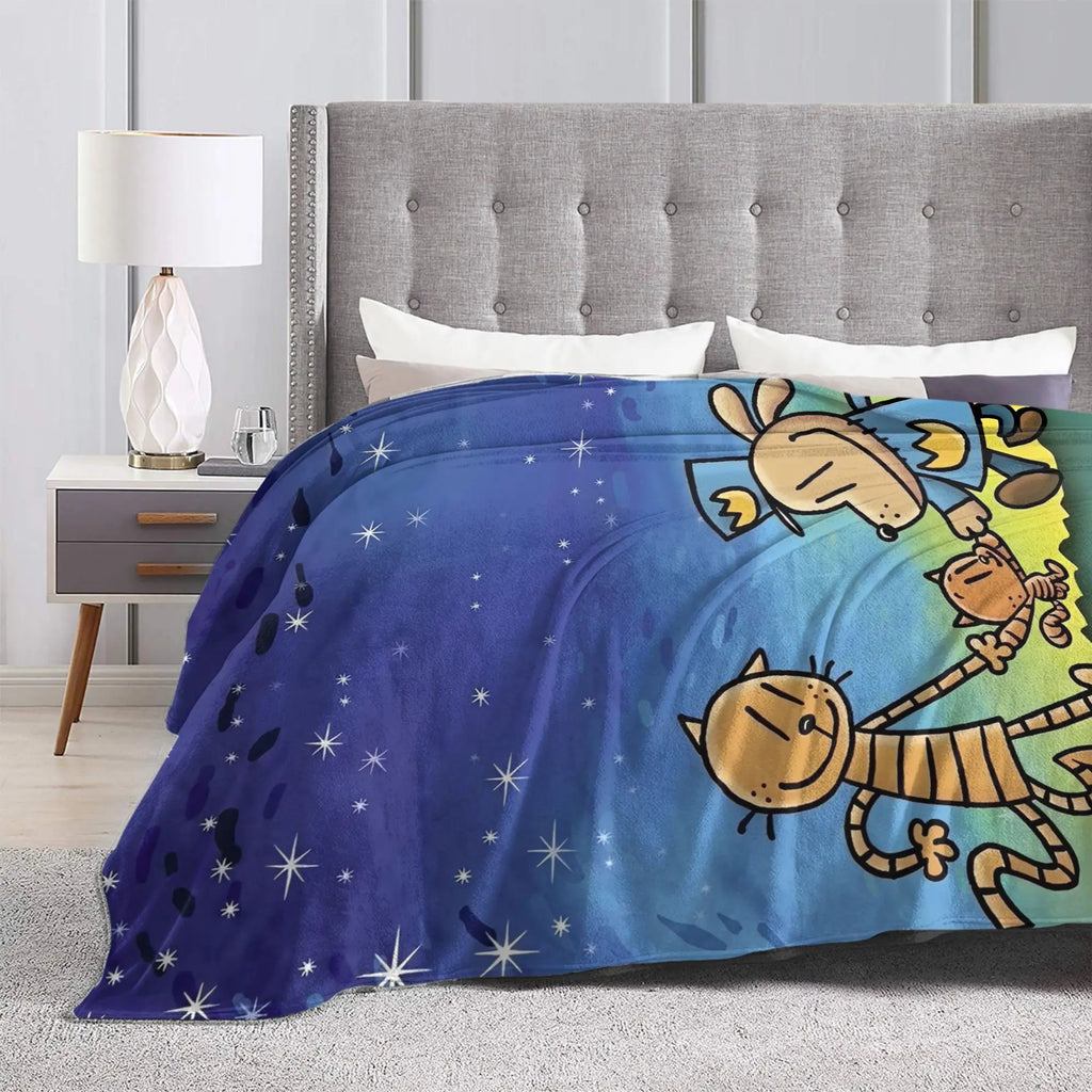 Dog Man Dogman Movie Comic Blanket Cartoon Flannel Vintage Warm Throw Blanket for Coverlet Spring/Autumn