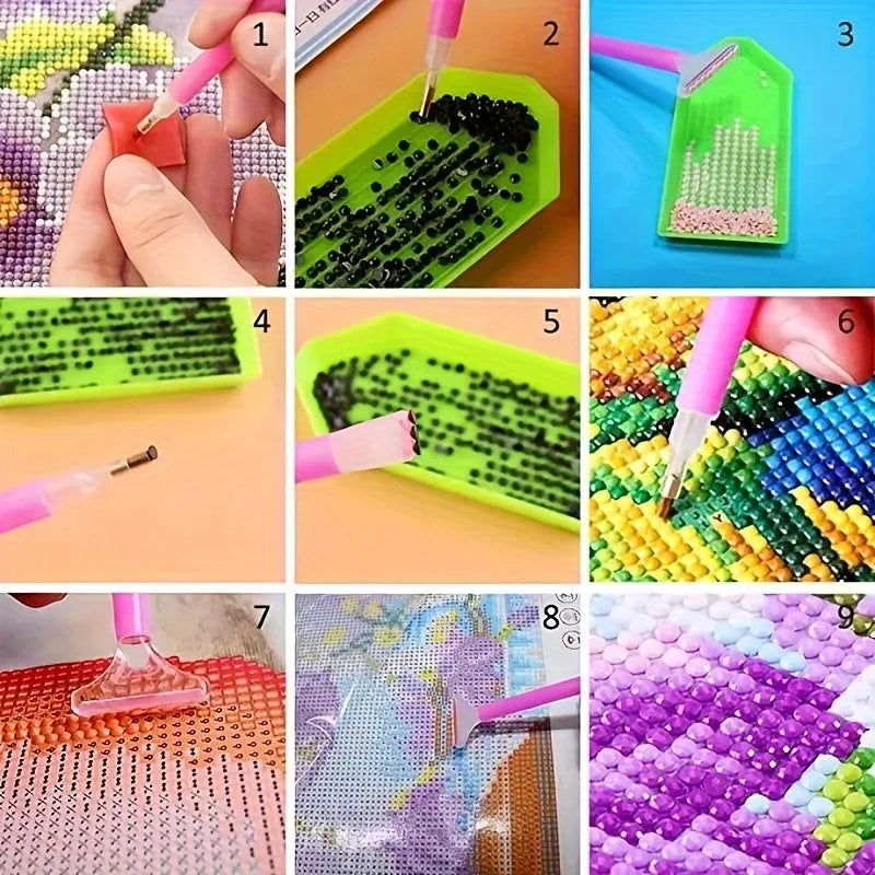 Diamond painting kit (29 pieces) DIY 5D diamond painting accessory combination kit, including diamond stitching pen, tweezers, d
