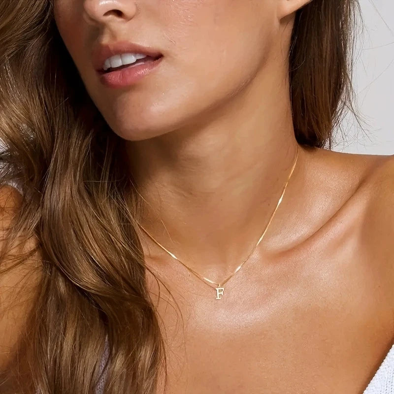 A-Z Initial Necklace 18K Gold Plated Necklace Cute Letter Stainless Steel Necklace for Women Color-preserving letter necklace