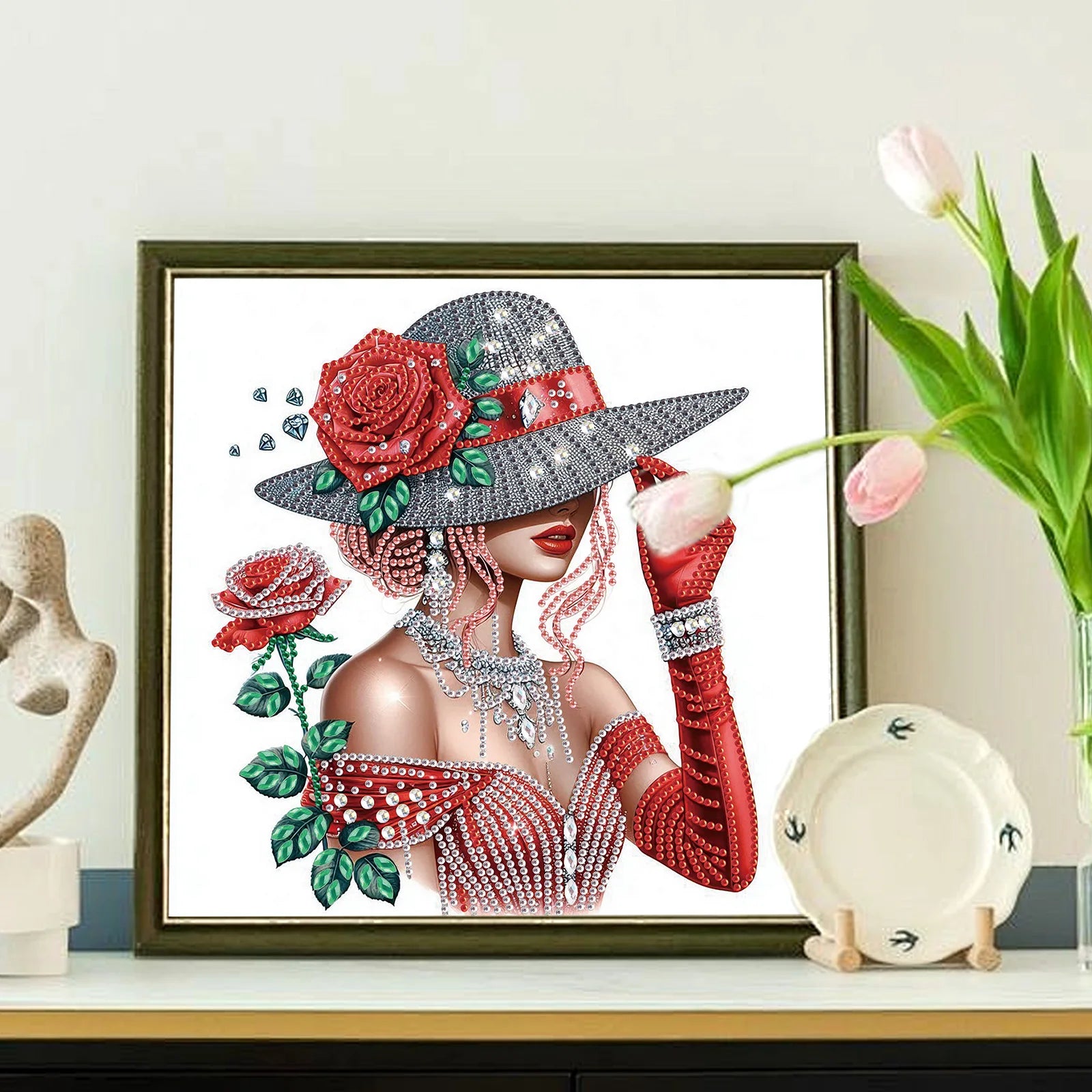 Diamond Art Painting Kits for Adults,DIY Elegant lady Special Shape Diamond Art Kits for Beginners for Home Wall Decoration Gift