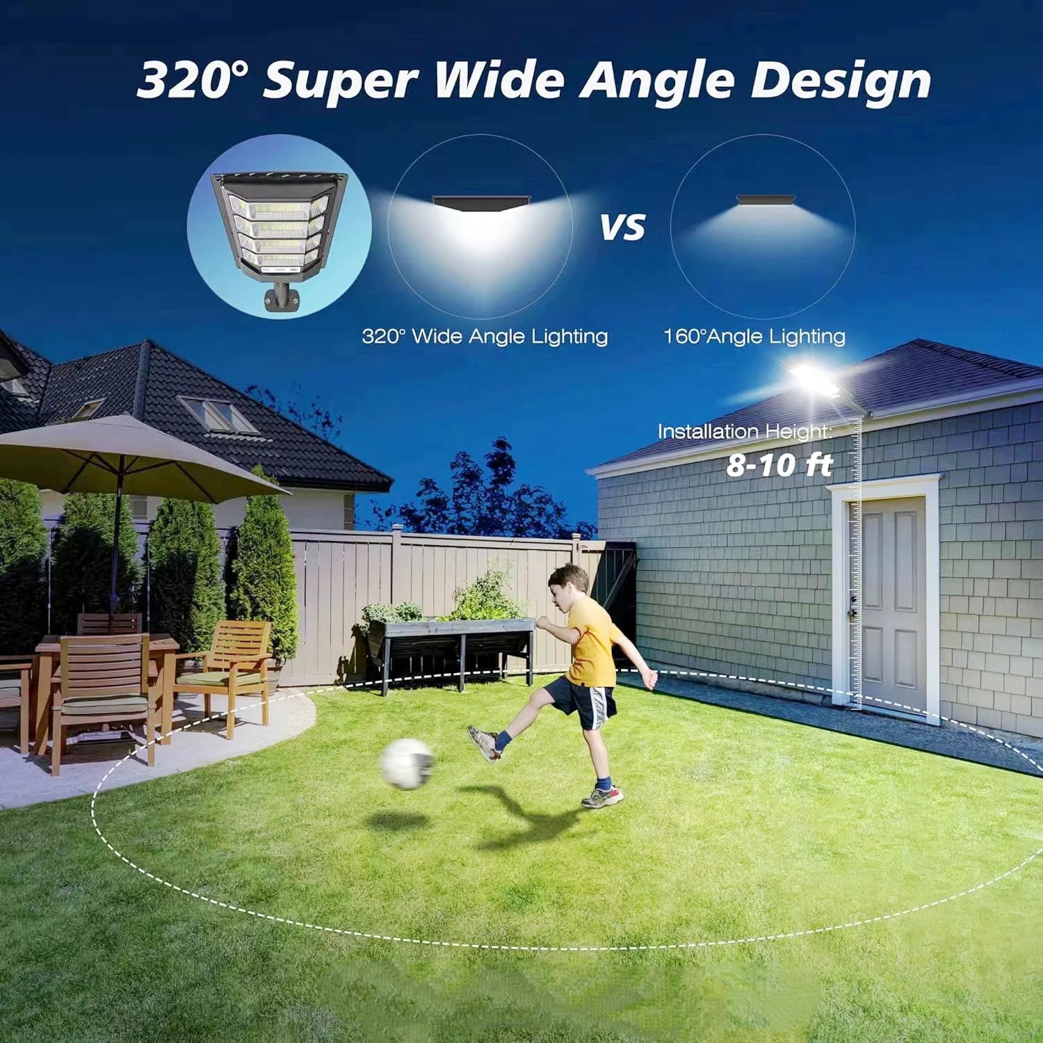 Solar Light for Outdoor Solar Lamp Dusk To Dawn Street Lights Waterproof Safety Lighting for Garden Garage Door