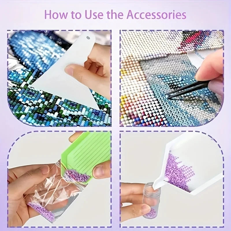Diamond painting kit (29 pieces) DIY 5D diamond painting accessory combination kit, including diamond stitching pen, tweezers, d