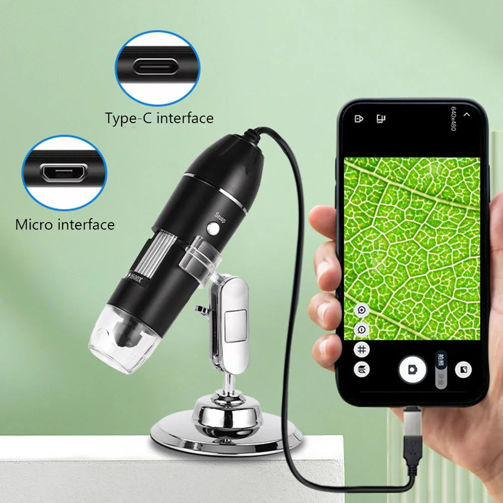 500X/1000X/1600X Digital Microscope Camera Type-C USB Portable Electronic Microscope For Soldering LED Magnifier Phone Repair