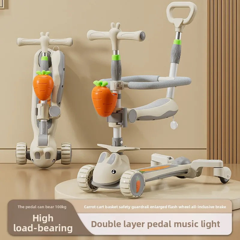 New children's scooter:5-in-1 glide scooter for boys and girls three-wheeled toy scooter ideal for developing children's balance
