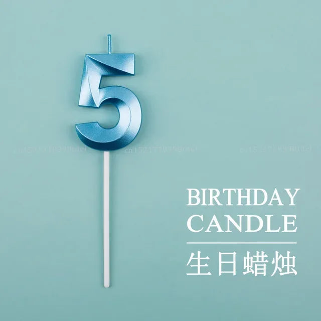 Vibrant Blue Pink Green 1pcs 0-9 Number Candles Decor for Kids Happy Birthday Event Anniversatires &Parties Decoration DIY