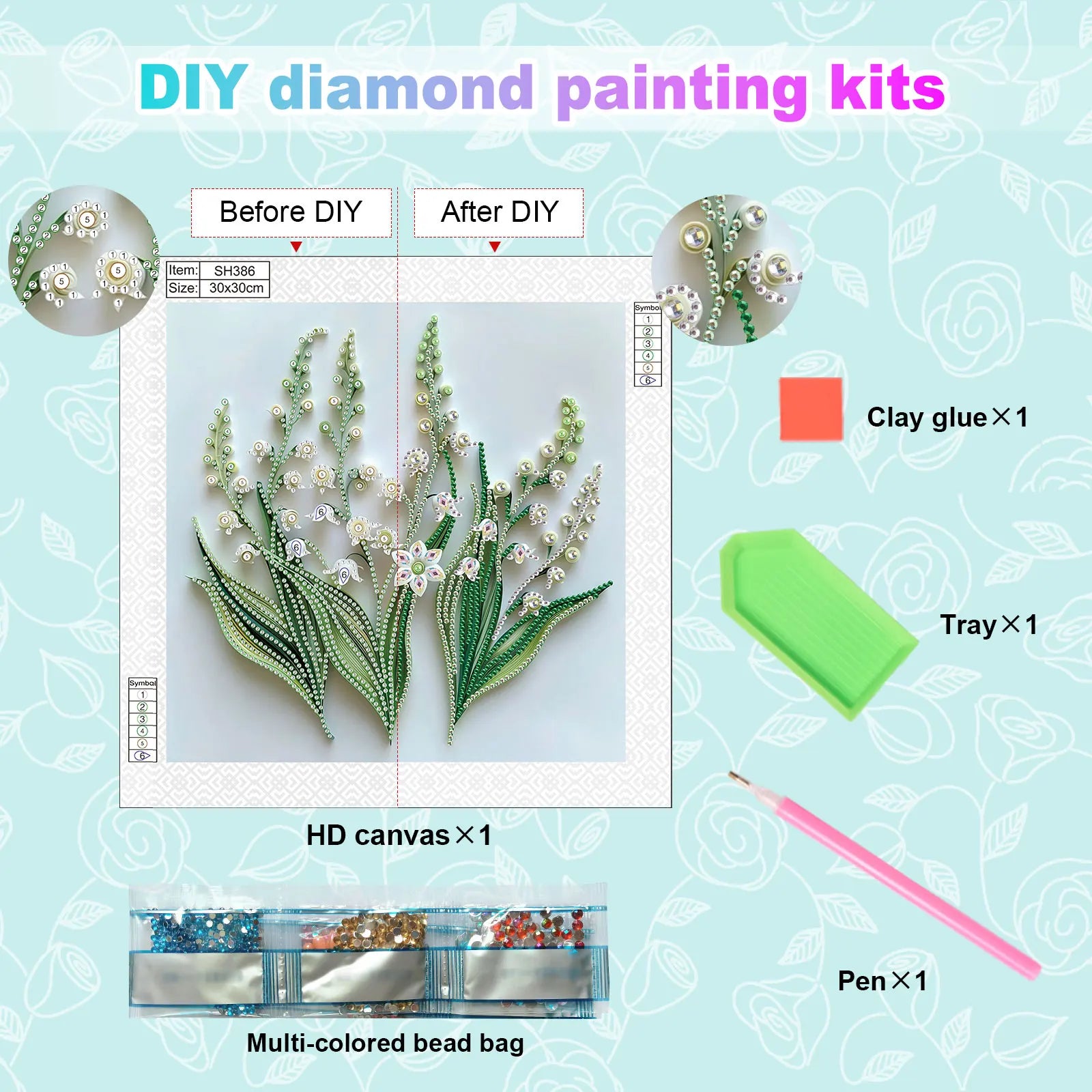 Diamond Art Painting Kits for Adults,DIY flowers Special Shape Diamond Art Kits for Beginners for Home Wall Decoration Gift