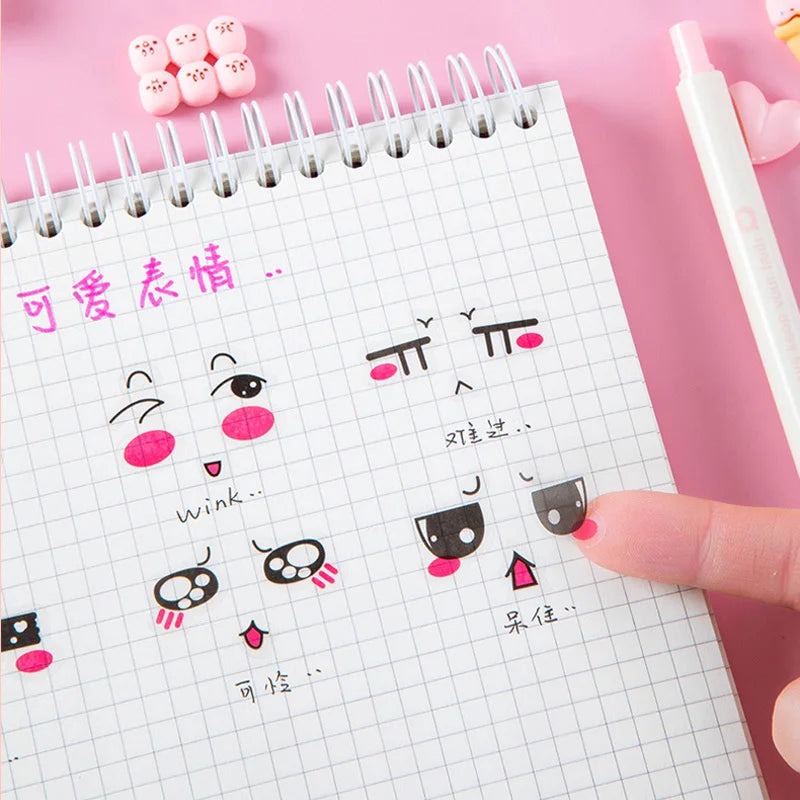 6 Sheets/Set Cute Expression Adhesive Sticker Notebook Hand Account DIY Decoration Transparent Lovely Cartoon Stickers