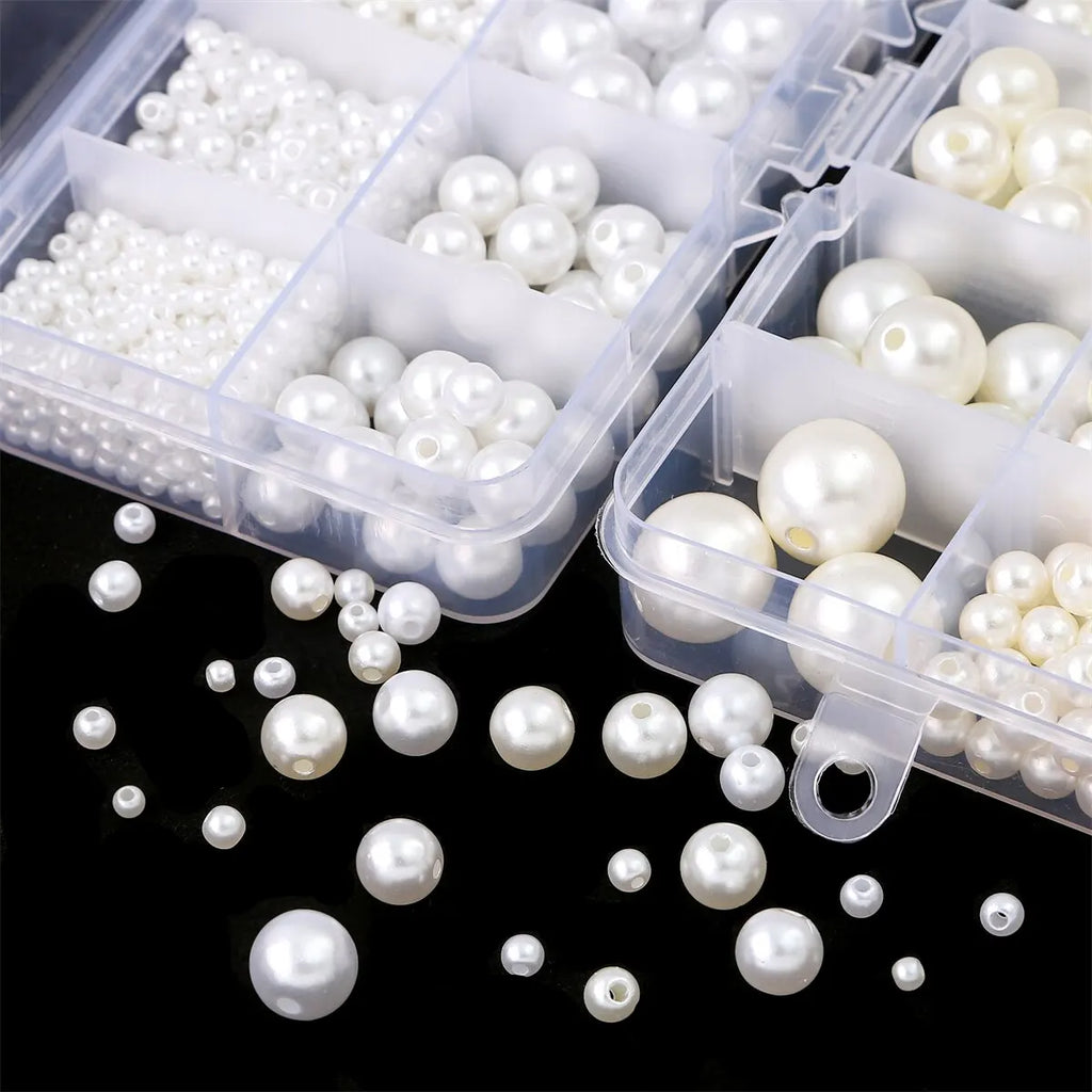 About 800pcs ABS Pearl Set Box Beads DIY Handmade Earrings, Bracelets, Necklaces, Mobile Phone Chains and Decorations