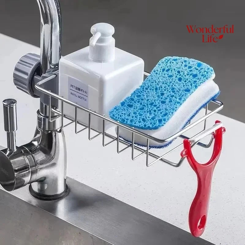 1/2Pcs Stainless Steel Sink Drain Rack Storage Faucet Holder Soap Drainer Towel Rack Shelf Organizer Kitchen Accessories Kitchen