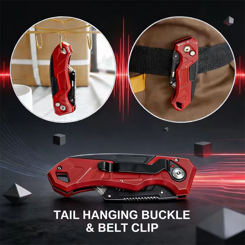 Folding Utility Knife Box Cutter 3-Position Blades Blade Storage Design With Extra 3 Blades Box Knife For Cartons Hand Tools