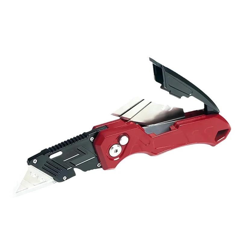 Folding Utility Knife Box Cutter 3-Position Blades Blade Storage Design With Extra 3 Blades Box Knife For Cartons Hand Tools