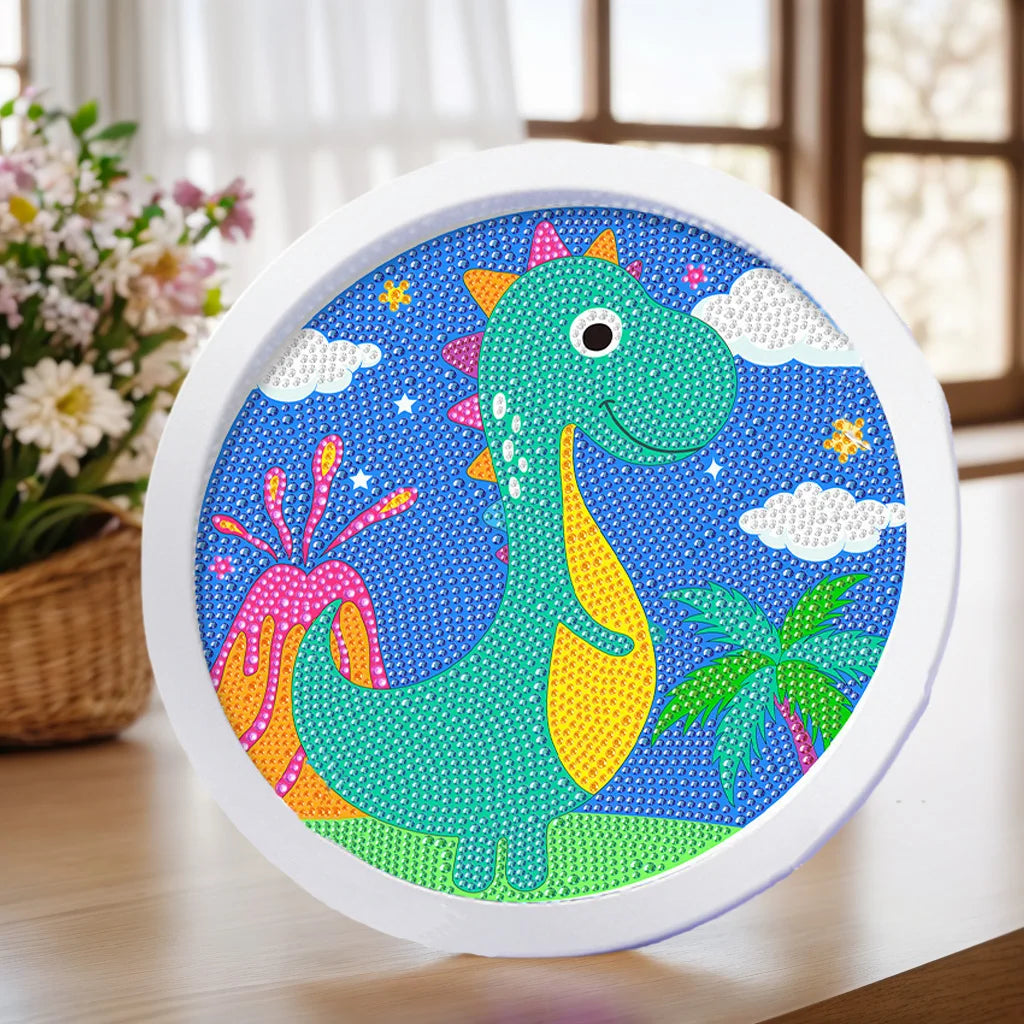 Cartoon Diamond Painting Kits Animals with Wooden Frame Kits for Kids DIY handmade Dinosaur Creative Point Diamond Paint
