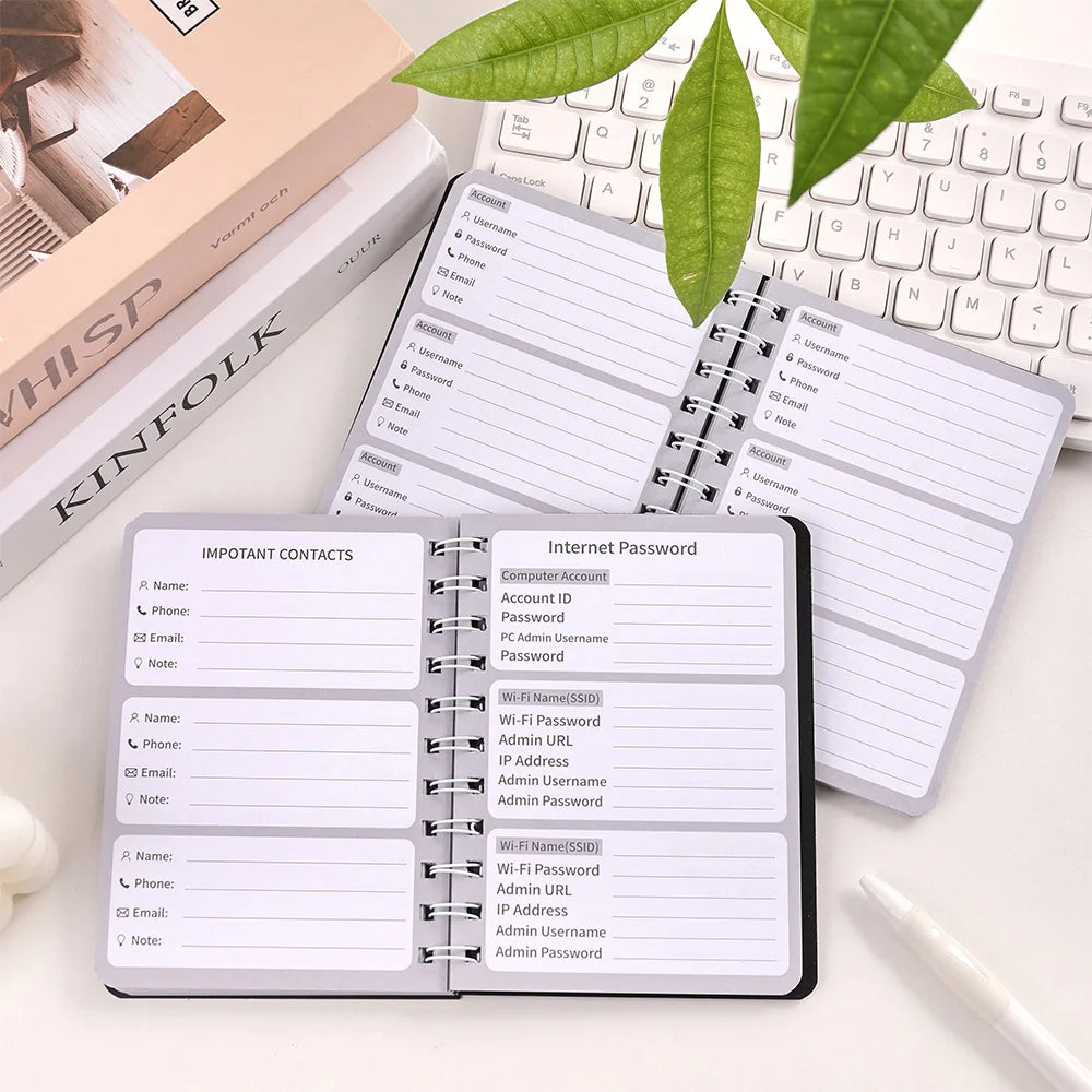 65 sheets Simple Coil Password Book With A-Z Stickers Advanced Address Password Manager Quick Access Username Password Storage