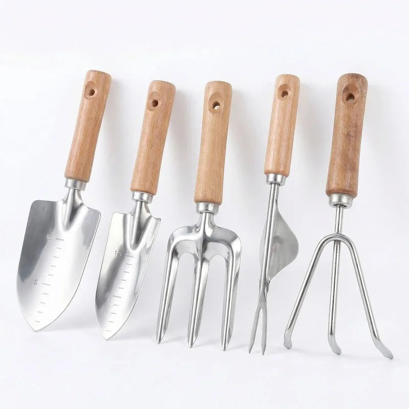 Gardening Tools Set, 5-Piece Home Plant Care Kit with Trowel, Weeder, Cultivator, Pruner, Gloves for Soil Loosening, Flower
