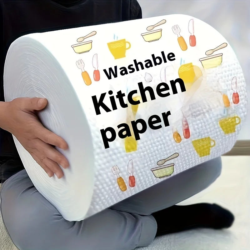 1 Roll (400 Sheets), Lazy Cloth, Disposable Kitchen Tissue, Washable Dry and Wet Dual-Use Towel, Dishcloth, Non Stick Oil Cloth