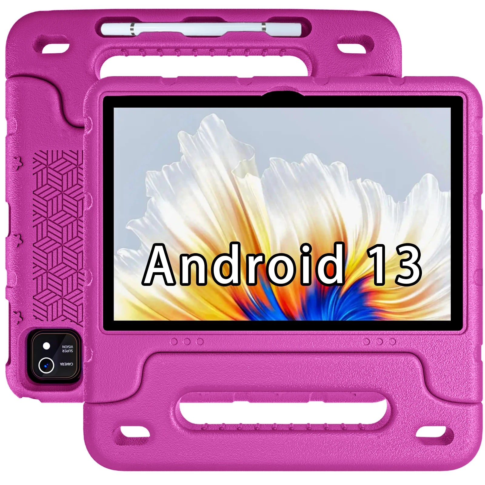 10 inch children's tablet, Android 13 tablet, with shock resistant protective case holder, 2GB RAM, 64GB ROM, 1T expansion, Wifi