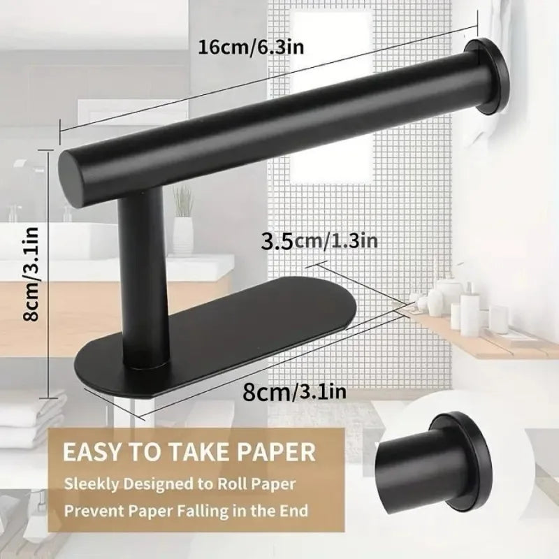 Plastics Paper Towel Holder Self Adhesive Toilet Roll Paper Holder No Punching Kitchen Bathroom Lengthen Storage Rack